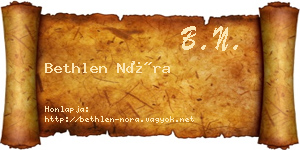 Bethlen Nóra névjegykártya